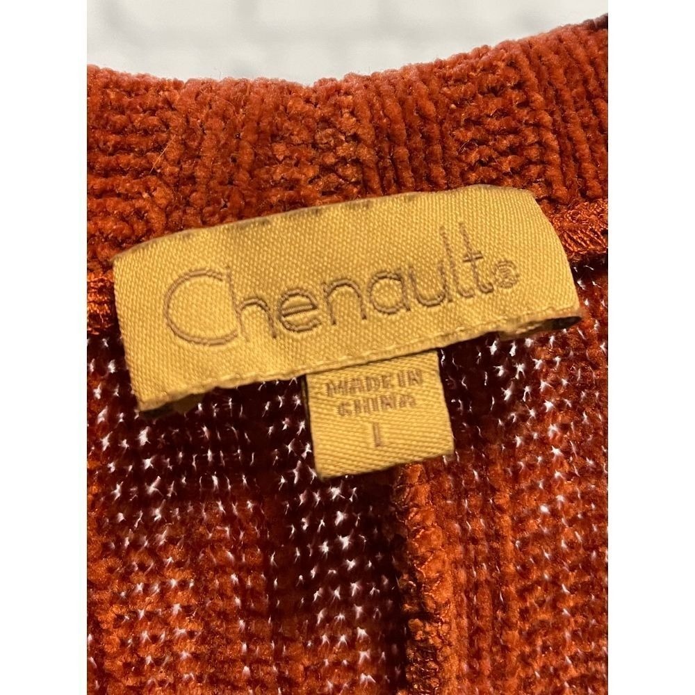 Chenaults Womens Large Rust Ribbed Knit Long Sleeve Casual Top - Picture 3 of 4
